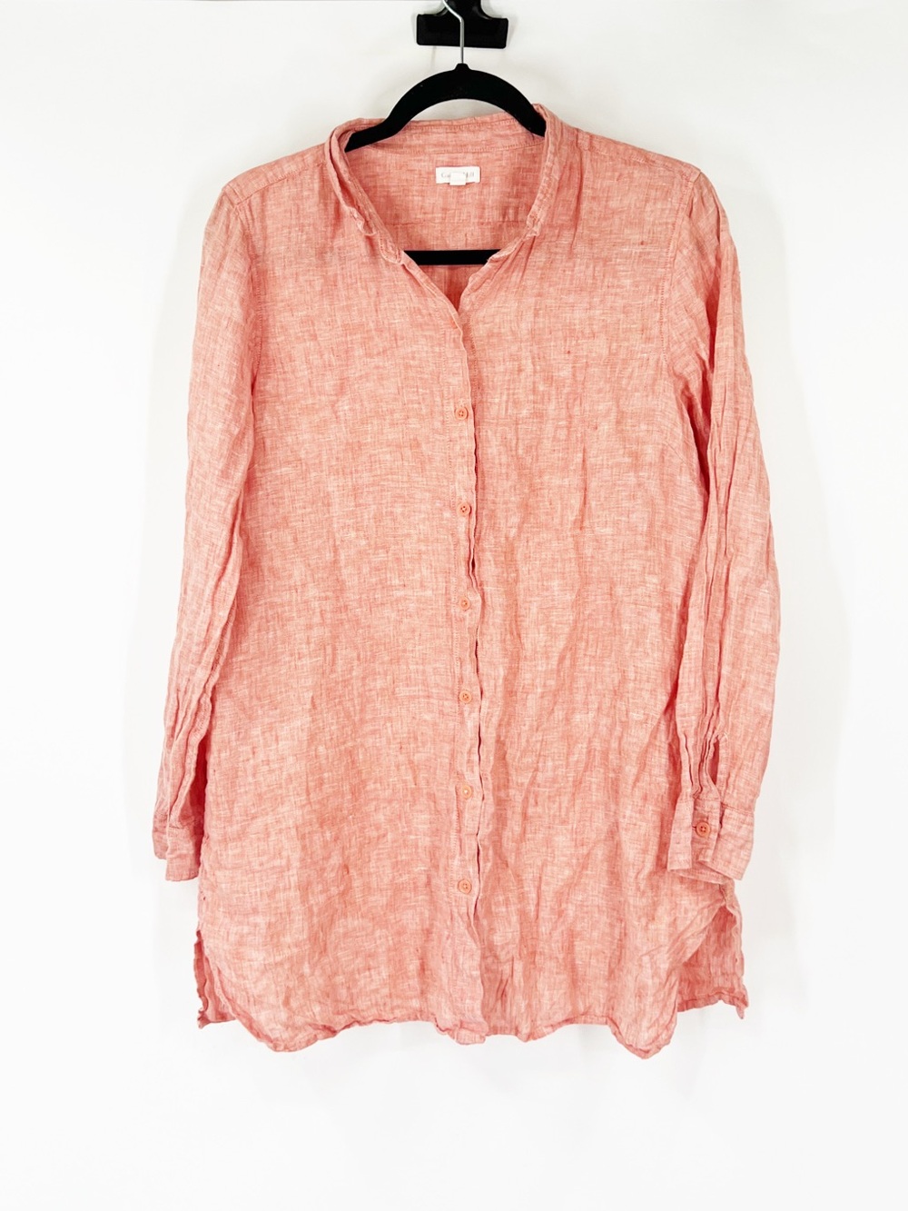 Garnet Hill 100% Linen Button-Down Tunic Long Sleeve